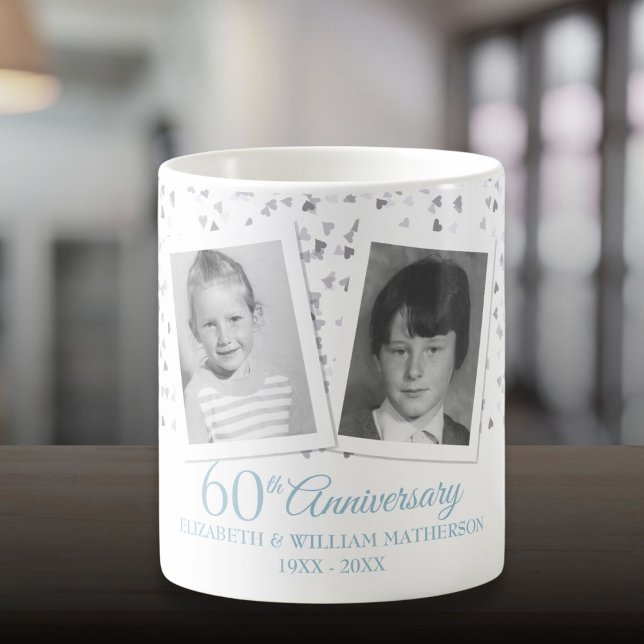 Taza De Café Diversión de fotos de niños en 60 años de Boda (60th Wedding Anniversary Child Photos Fun Coffee Mug)