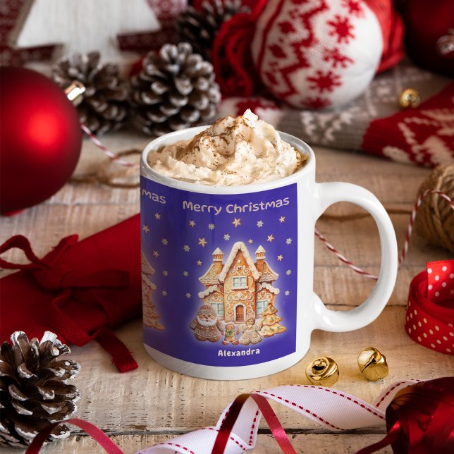 Taza De Café Diversión de nombre personalizado de Feliz Navidad (Subido por el creador)