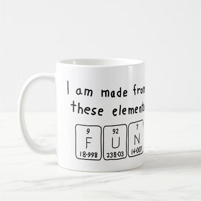 Taza De Café Diversión de tabla periódica palabra mug (Izquierda)