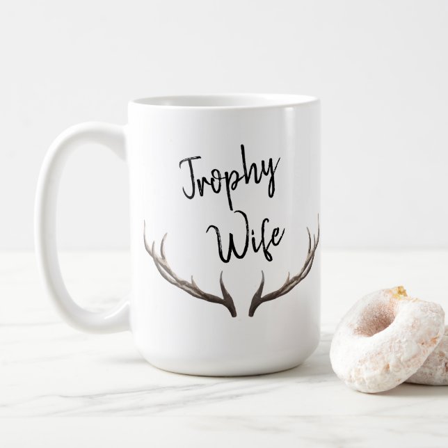Taza De Café Diversión de Trophy Wife Horns (Con donut)