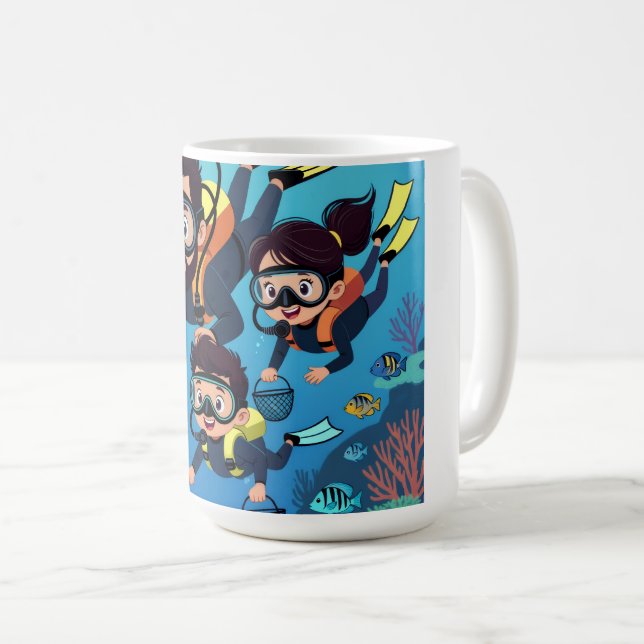 Taza De Café Diversión Familiar en Buceo Subacuático (Anverso derecho)