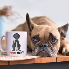 Taza De Café Diversión lindo, corazón a mi perro Personalizado 