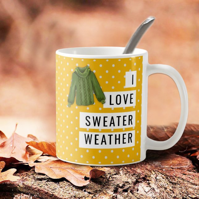 Taza De Café Diversión Me Encanta El Suero El Tiempo El Polka B (Unite you sweater weather lovers!  Show your love of the chill on a fun mug design. A gift idea too.)