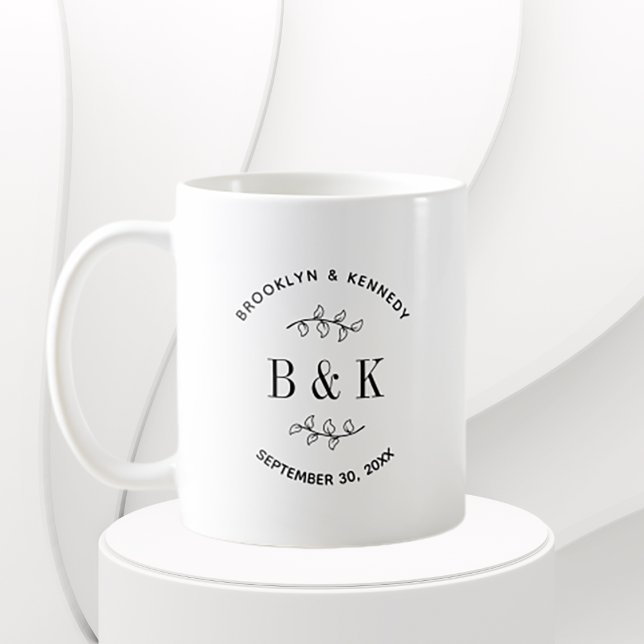 Taza De Café Diversión Monograma Boda Froral Frasco Nombre de l (Subido por el creador)