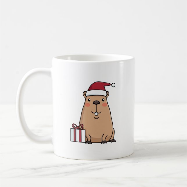 Taza De Café Diversión navideña de Santa Capybara (Izquierda)