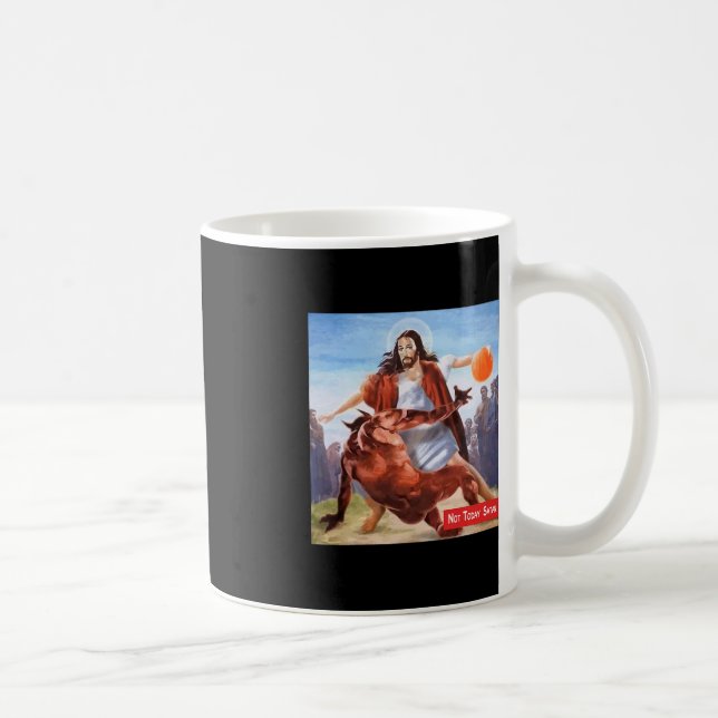 Taza De Café Diversión No Hoy Satanás Jesus Crossover Baloncest (Derecha)