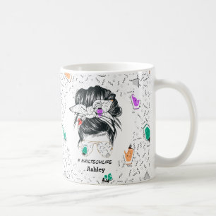 Taza De Café Diversión personalizada de Nail Tech Life colorida