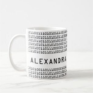 Taza De Café Diversión personalizada y modelo de código binar