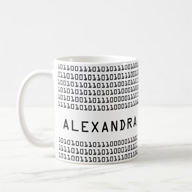 Taza De Café Diversión personalizada y modelo de código binario (Izquierda)