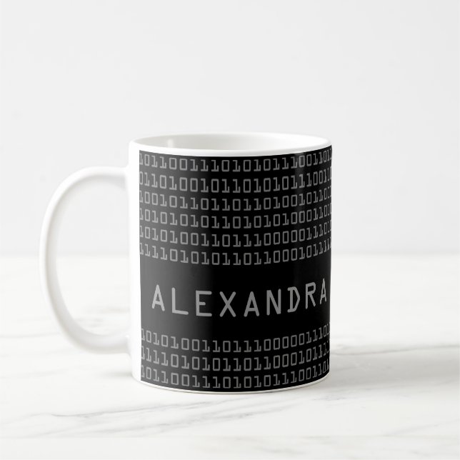 Taza De Café Diversión personalizada y modelo de código binario (Izquierda)