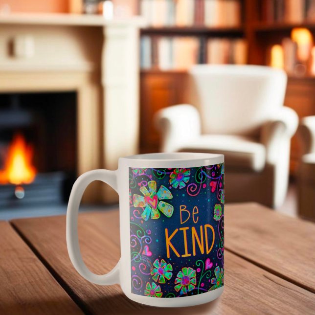 Taza De Café Diversión Sé Amable Inespiritualidad Floral Boho T (Subido por el creador)