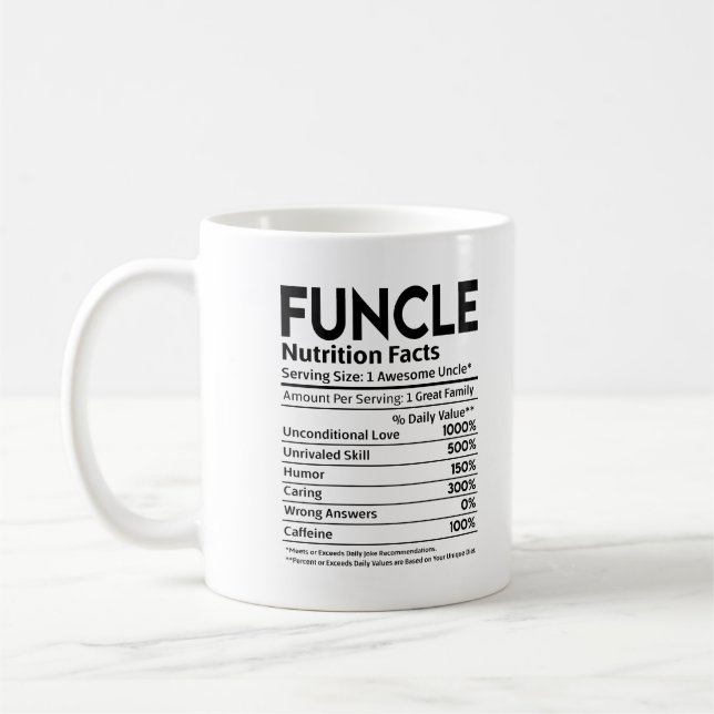 Taza De Café (Diversión + Tío) Etiqueta de Funcle Uncle Nutriti (Izquierda)