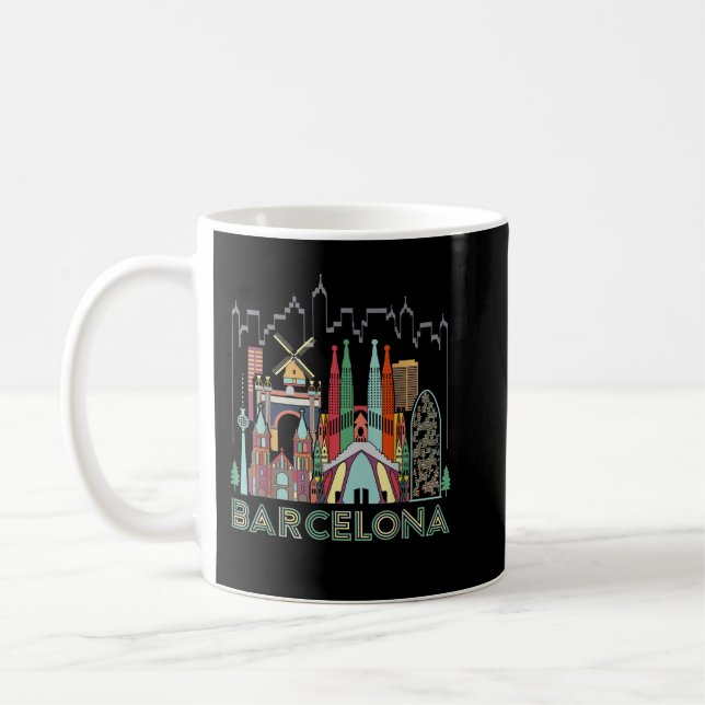 Taza De Café Diversión Viaje España Barcelona Vacaciones Regalo (Izquierda)