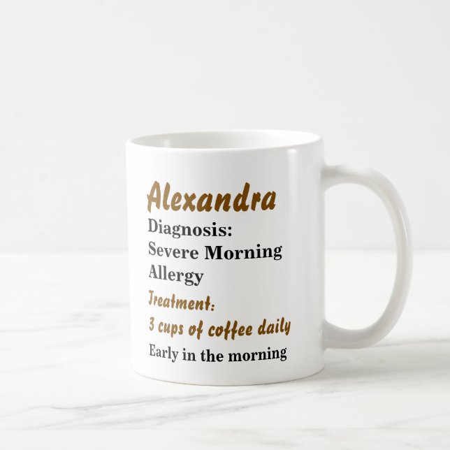 Taza De Café Divertida alergia matutina personalizada (Derecha)
