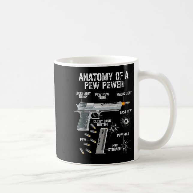 Taza De Café Divertida Anatomía De Un Pew Pewer - Ammo Gun - En (Derecha)