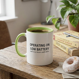 Taza De Café Divertida Batería Baja Humor Sarcásti