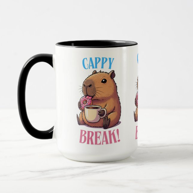 Taza de café divertida Cappy Break Capybara | Anim (Izquierda)