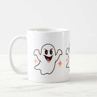 Taza de café divertida con fantasma espeluznante