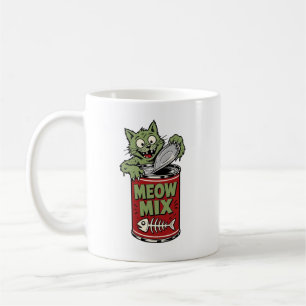 Taza De Café Divertida Con Gato Zombie Abriendo La
