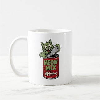 Taza De Café Divertida Con Gato Zombie Abriendo La