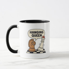 Taza de café divertida con la reina colgando error
