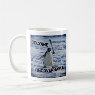 Taza de café divertida con meme de pingüino – “Vué