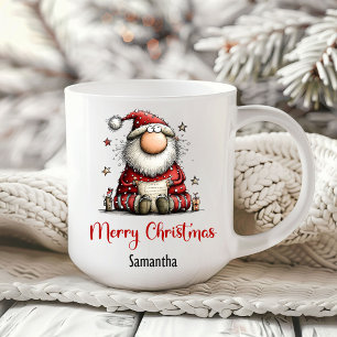 Taza de café divertida con Papá Noel de dibujos an