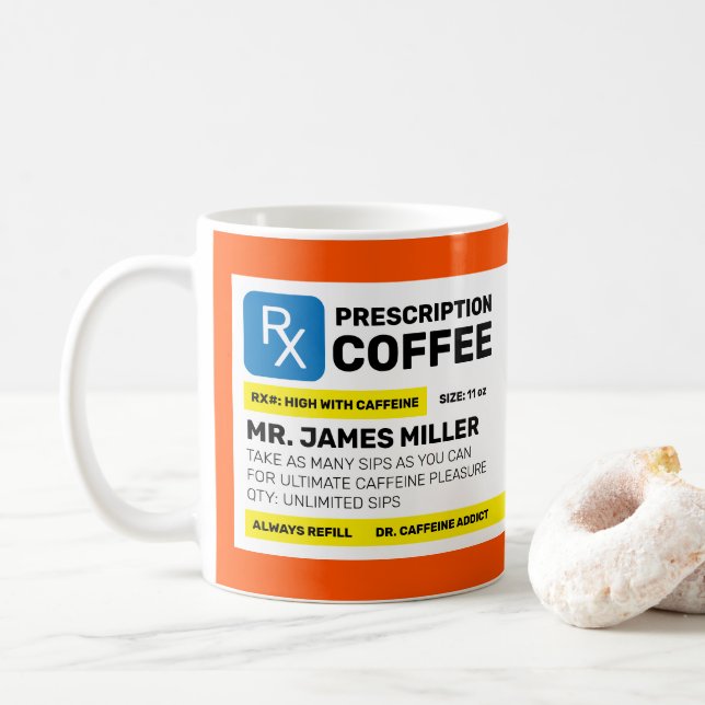 Taza de café divertida con receta personalizada (Con donut)