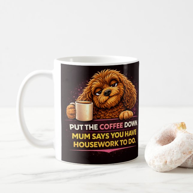 Taza de café divertida de Cockapoo | Taza de humor (Con donut)