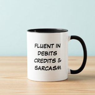 Taza de café divertida de contabilidad con 'Fluido