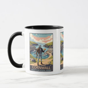 Taza de café divertida de estilo WPA de Cornualles