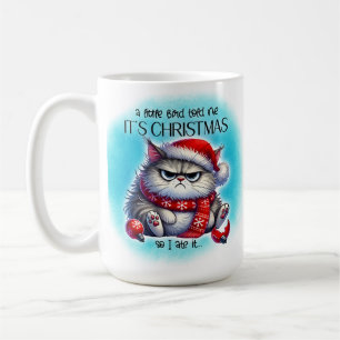Taza de café divertida de gatito gruñón y enfadado