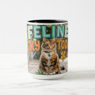 Taza De Café Divertida De Gato Afortunado Hoy