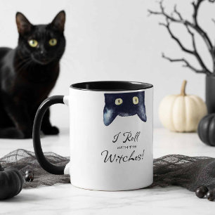 Taza de café divertida de gato blanco y negro