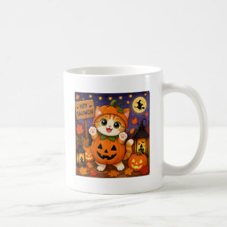 Taza de café divertida de gato Feliz Halloween