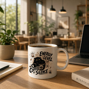 Taza de café divertida de gato negro para introver