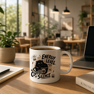 Taza de café divertida de gato negro para introver