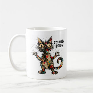 Taza de café divertida de gato negro Patas dramáti