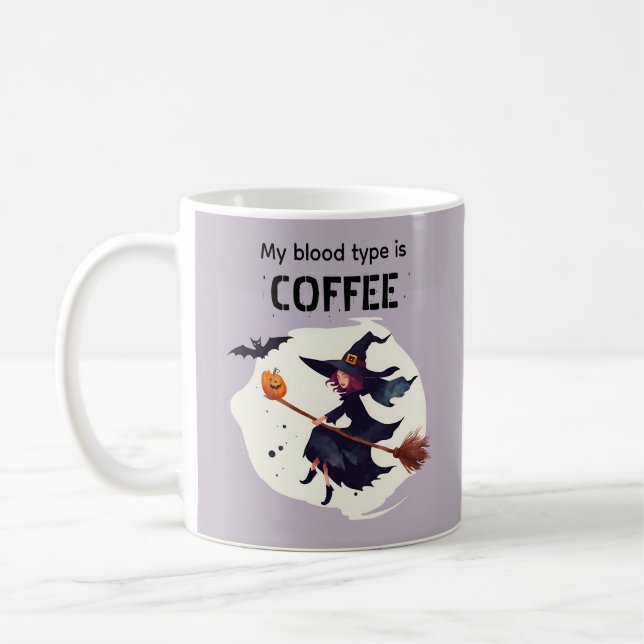 Taza de café divertida de Halloween de bruja morad (Izquierda)