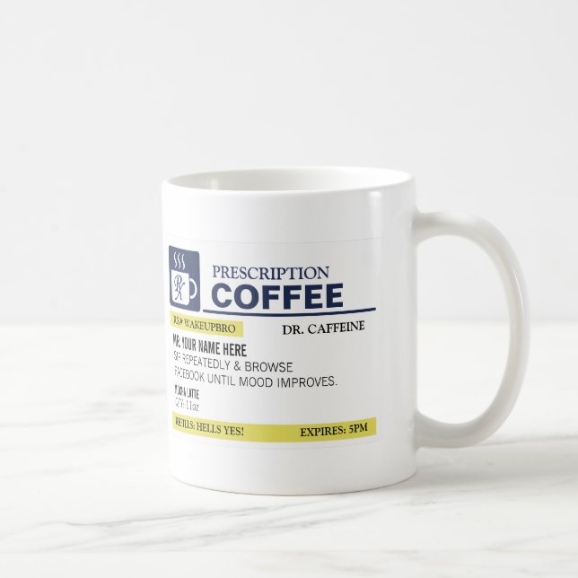 Taza de café divertida de la prescripción (Derecha)