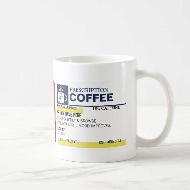 Taza de café divertida de la prescripción (Derecha)