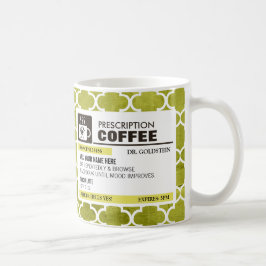 Taza de café divertida de la prescripción con el