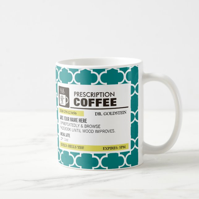 Taza de café divertida de la prescripción - modelo (Derecha)