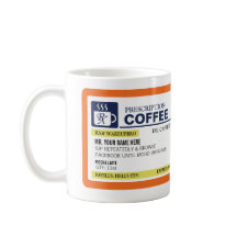 Taza de café divertida de la prescripción (zurdo)