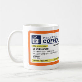 Taza de café divertida de la prescripción (zurdo)