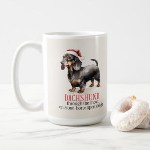 Taza de café divertida de Navidad con perro Dachsh