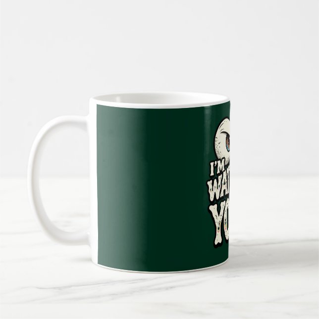 Taza de café divertida de ojos retro con "TE ESTOY (Izquierda)