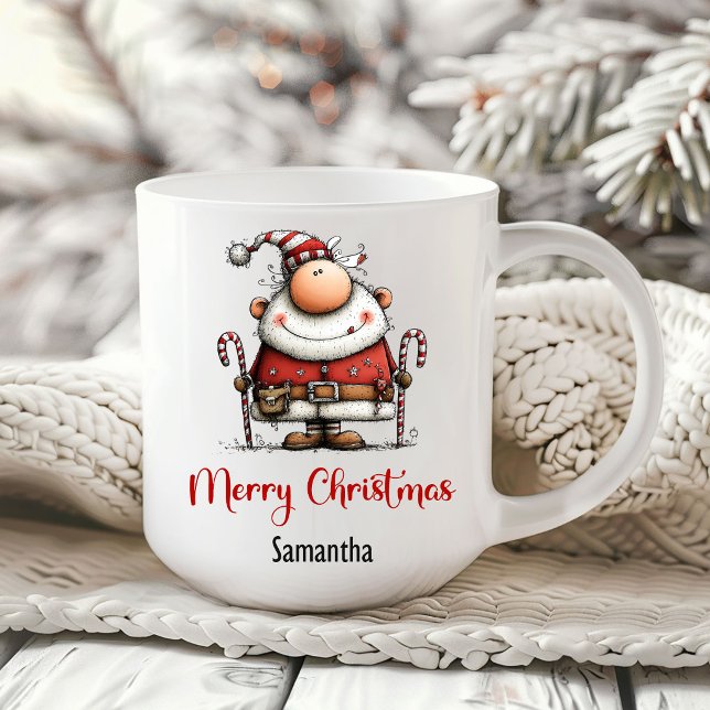 Taza de café divertida de Papá Noel con capricho (Whimsy Quirky Santa Claus Funny Coffee Mug)