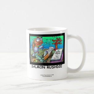 Taza de café divertida de Salman Rushdie con pez