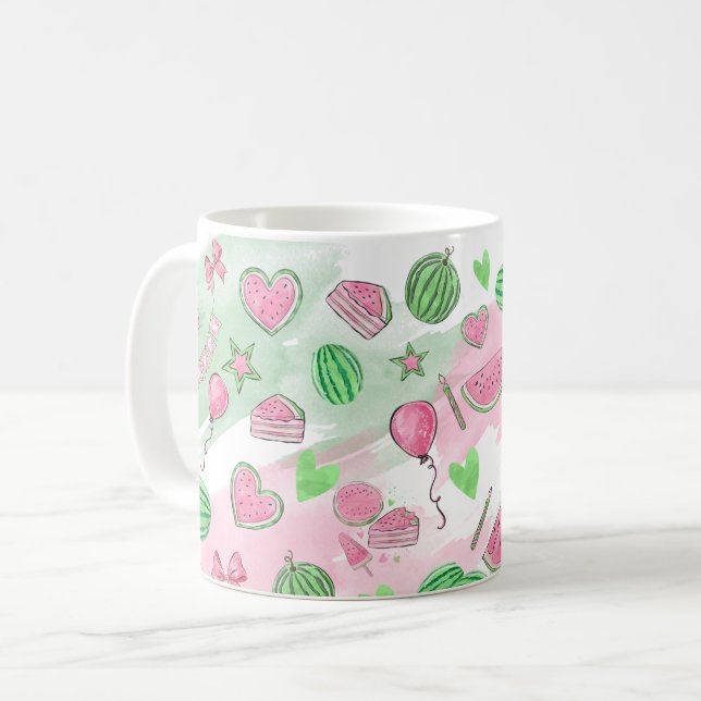 Taza de café divertida de sandía de verano (Anverso izquierdo)
